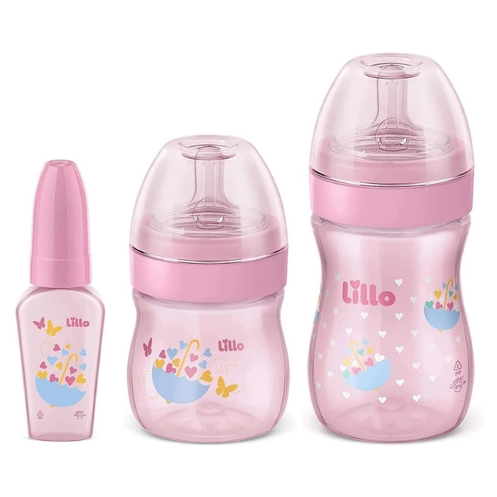 Kit 3 Mamadeiras Lillo Evolution Primeiros Passos de 0 a 1 ano Tampa Anti-vazamento