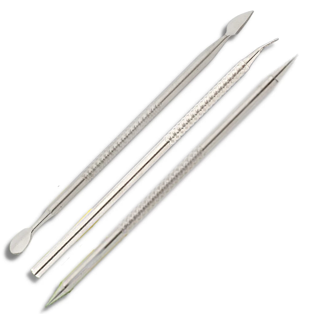 Kit Manicure Cutelaria Inox Palito + Espátula Dupla + Desencravador de Unhas Profissional Esterelizável em AutoClave