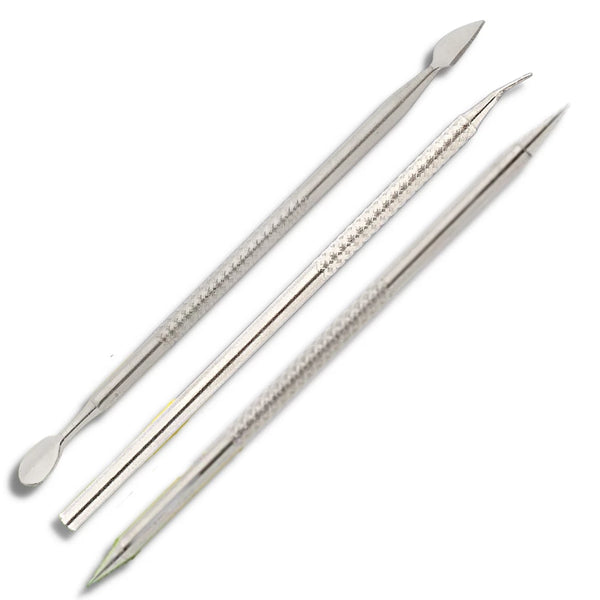 Kit Manicure Cutelaria Inox Palito + Espátula Dupla + Desencravador de Unhas Profissional Esterelizável em AutoClave