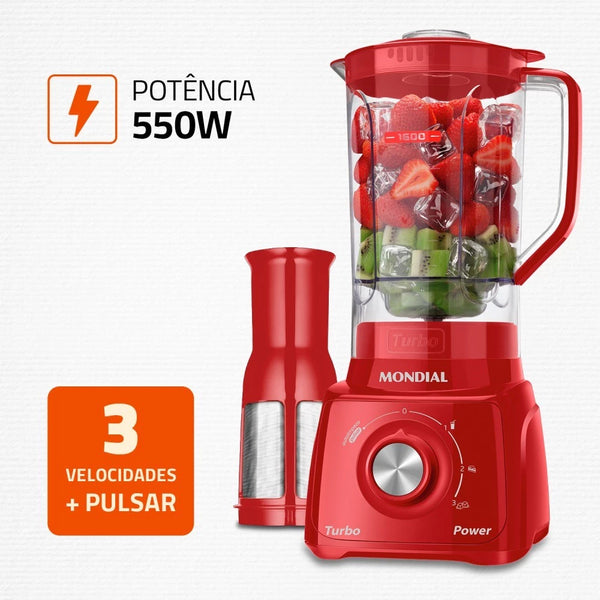 Liquidificador 3 velocidades 550W Power Turbo Power - L-99-FR - Mondial