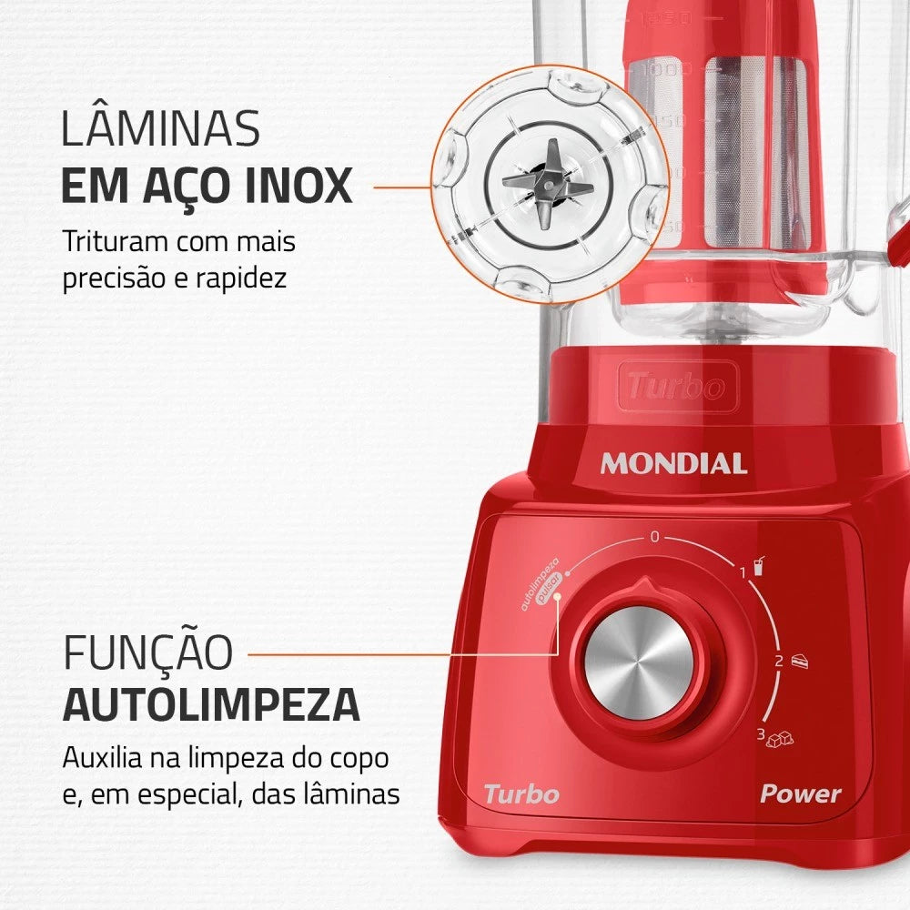 Liquidificador 3 velocidades 550W Power Turbo Power - L-99-FR - Mondial