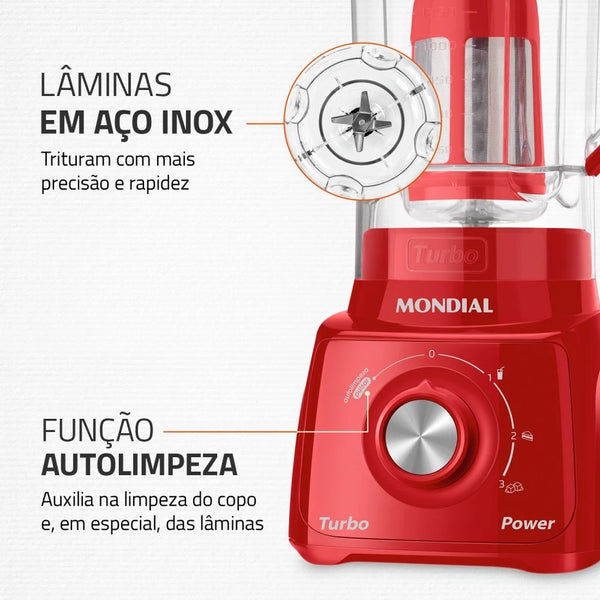 Liquidificador 3 velocidades 550W Power Turbo Power - L-99-FR - Mondial