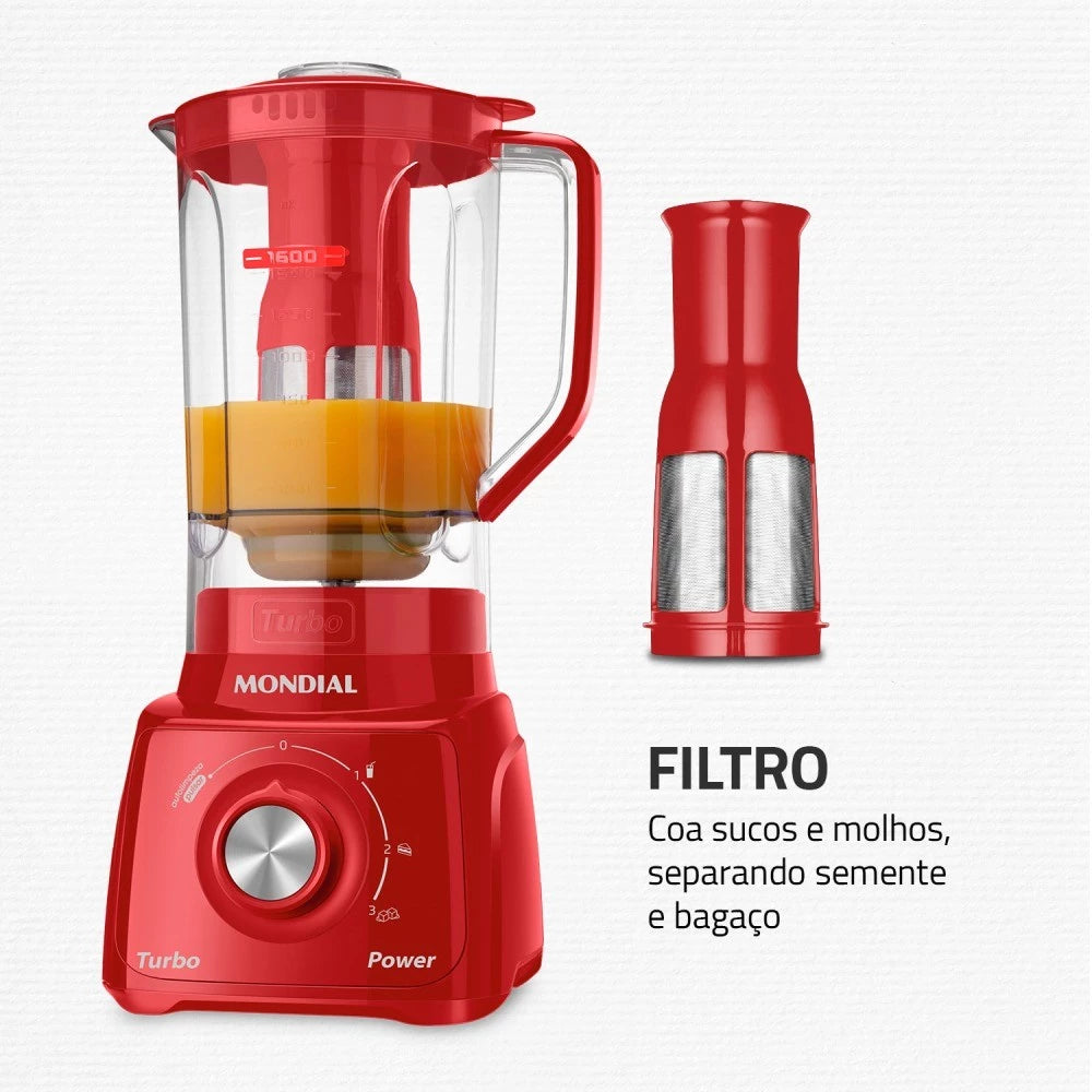 Liquidificador 3 velocidades 550W Power Turbo Power - L-99-FR - Mondial